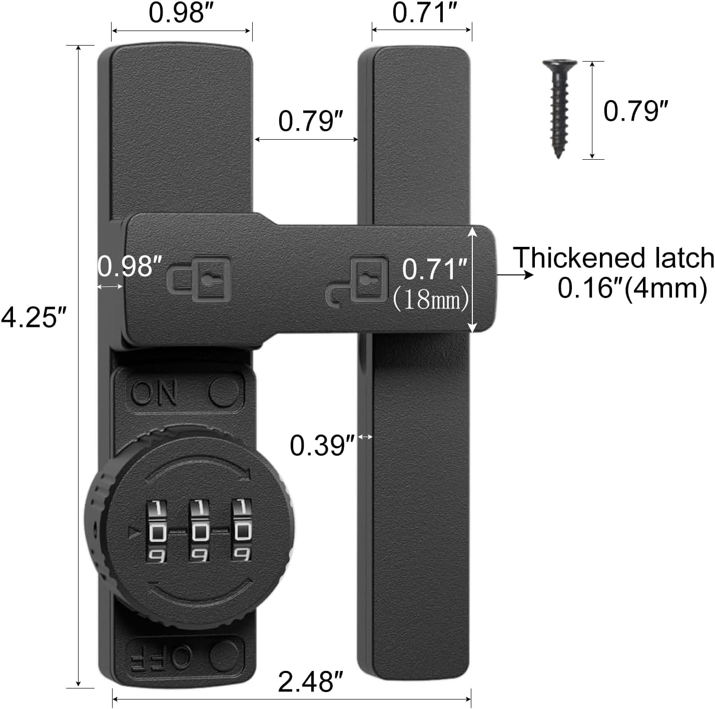 CozyTower 180 Degree Black Barn Door Lock with Combination, Keyless Combo Shed Gate Lock Flip Latch Lock for Sliding/Swing Door Cupboard Cabinet Gate Latches Bolt for Garage