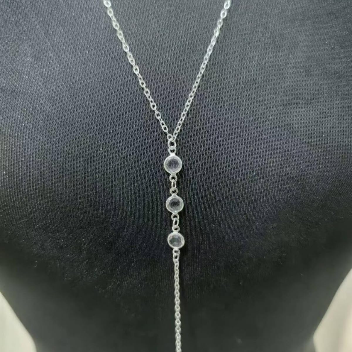 Dainty Crystal Back Chain for Women Sparkly Rhinestone Long Back Necklace for Backless Dress Summer Party Body Jewelry