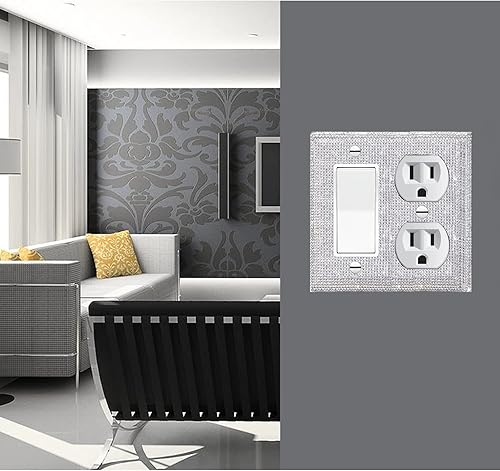 Miniatura 4 de Cubiertas de salida de diamantes de imitación plateados brillantes, placas de pared, placa de cubierta de interruptor de luz, placas decorativas