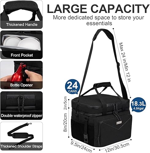 Miniatura 4 de BAVGRED Bolsa enfriadora de hielo plegable para 24 latas, aislada, grande, de doble cubierta, a prueba de fugas, suave, con abridor de botellas,