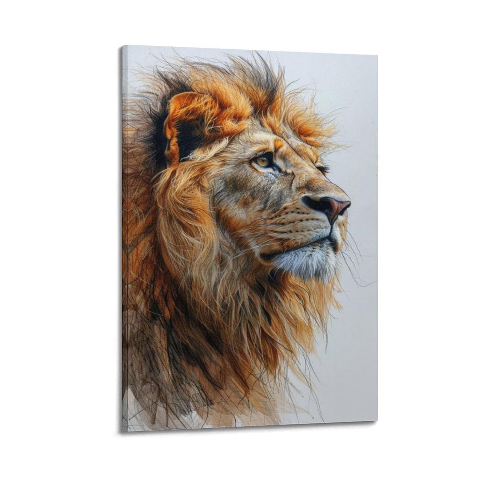 Décoration murale moderne lion au dessin main premium