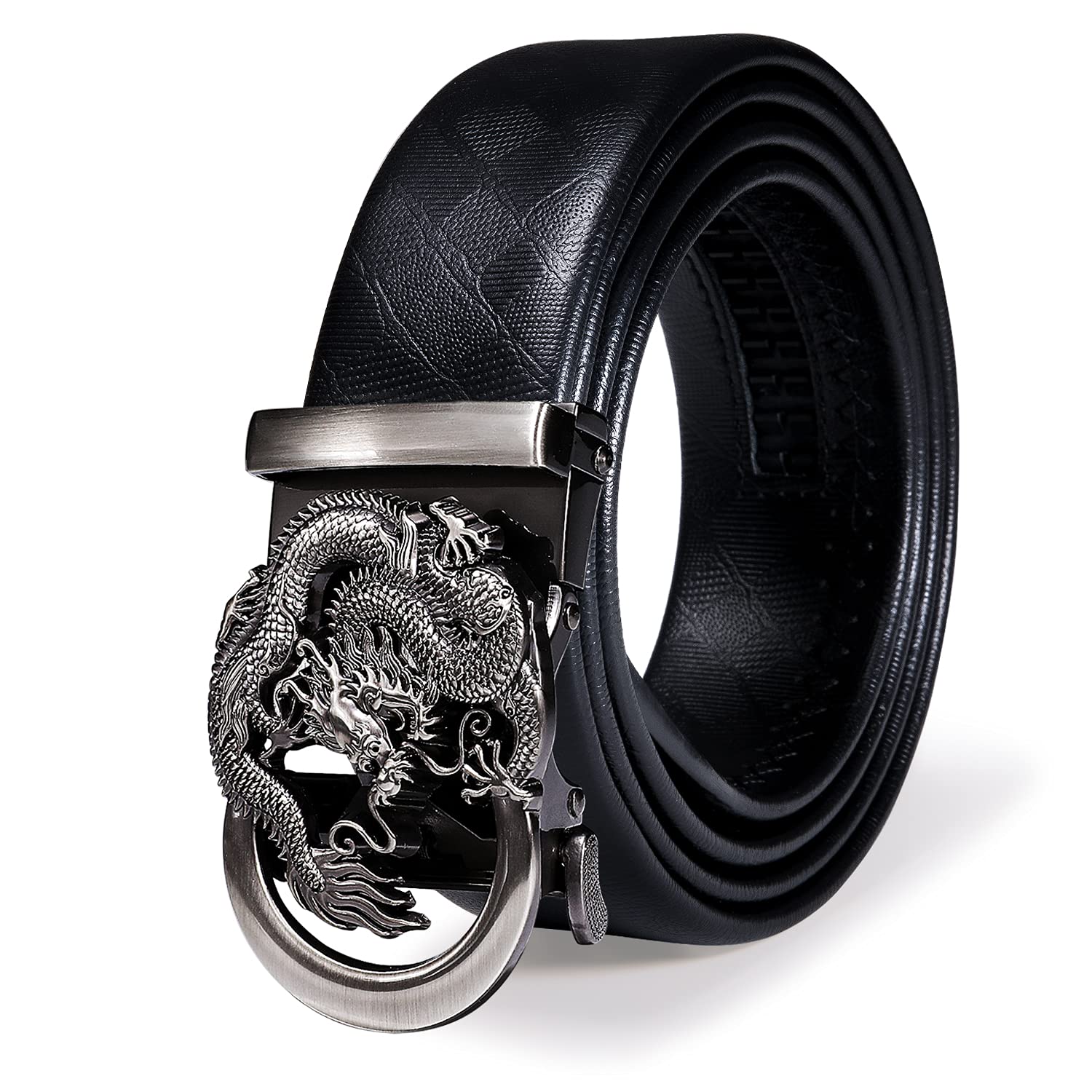 Barry.Wang Mens Belts Leather Ratchet Automatic Buckle Slide Click 1 3/8" Designer Dress Fashion Classic Casual Work Business