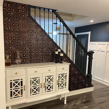 from Plain to Beautiful in Hours 205ac-24x24-10 Wrought Iron PVC 2' x 2' Glue-up Ceiling Tile (Covers / 40 sq.ft), Antique Copper, 10