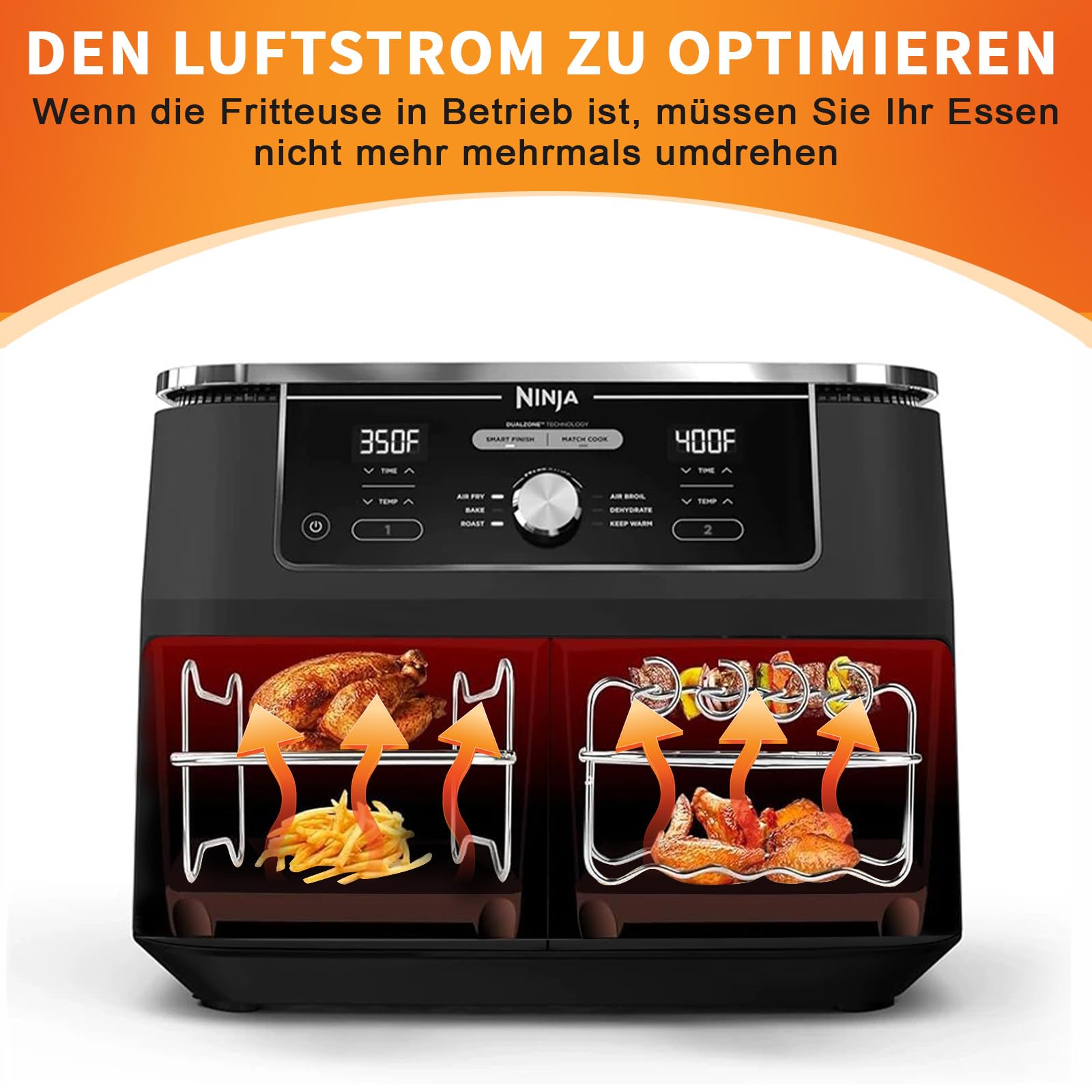 Zestaw akcesoriów do Airfryer Ninja Foodi AF300EU AF400EU, hunnycook 10 szt. Airfryer do Airfryer 7,6 l / 9,5 l Ninja Dual Airfryer, w zestawie akcesoria do Airfryer, forma silikonowa, stojaki i