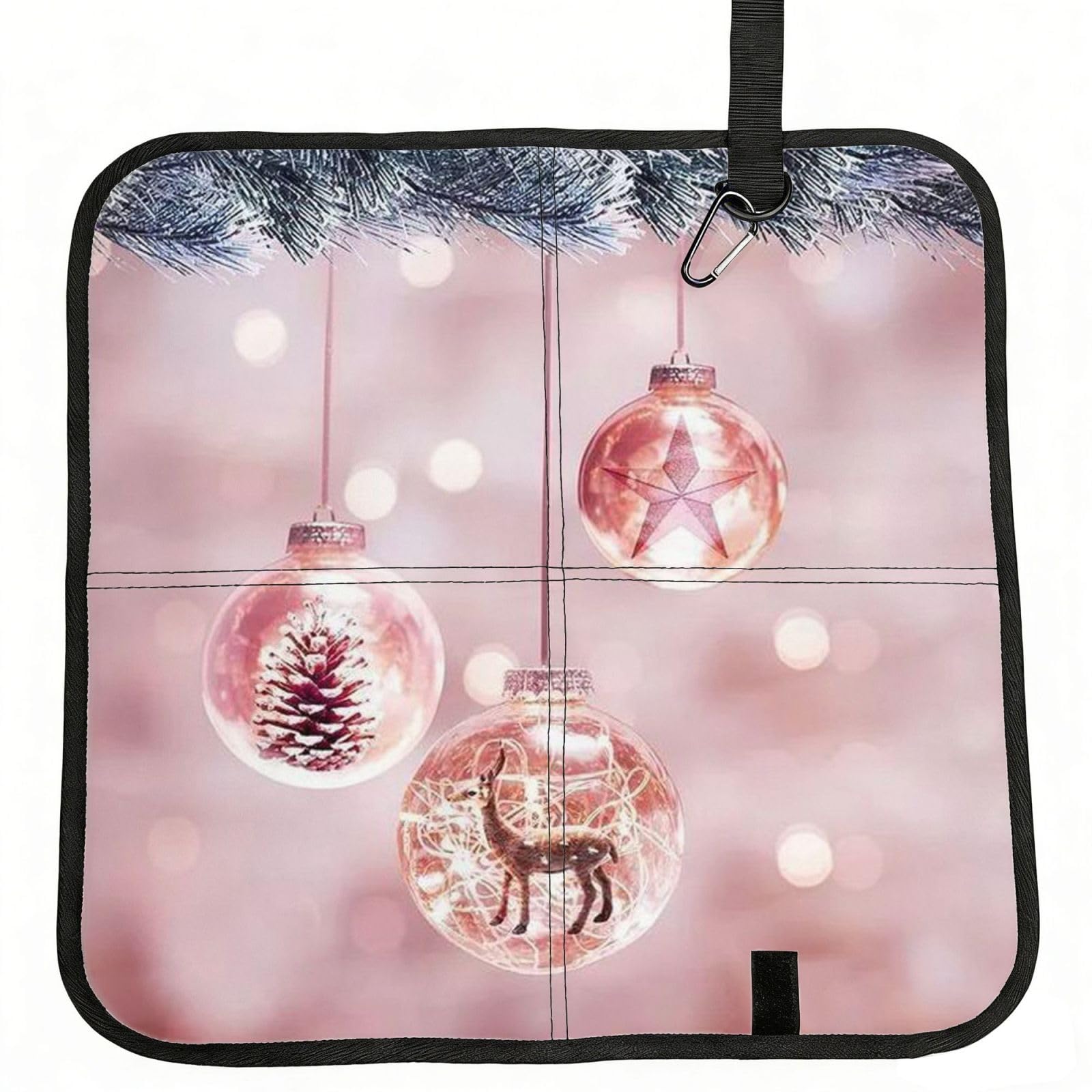 ERCgad Red Christmas Ball Print Foldable Seat Cushion Portable Chair Pad Lightweight Travel Outdoor Office Home