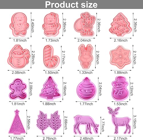 Miniatura 2 de 16 piezas de cortadores de galletas de Navidad 3D, cortador de galletas de Navidad, cortador de galletas de reno, Papá Noel, árbol de jengibre,