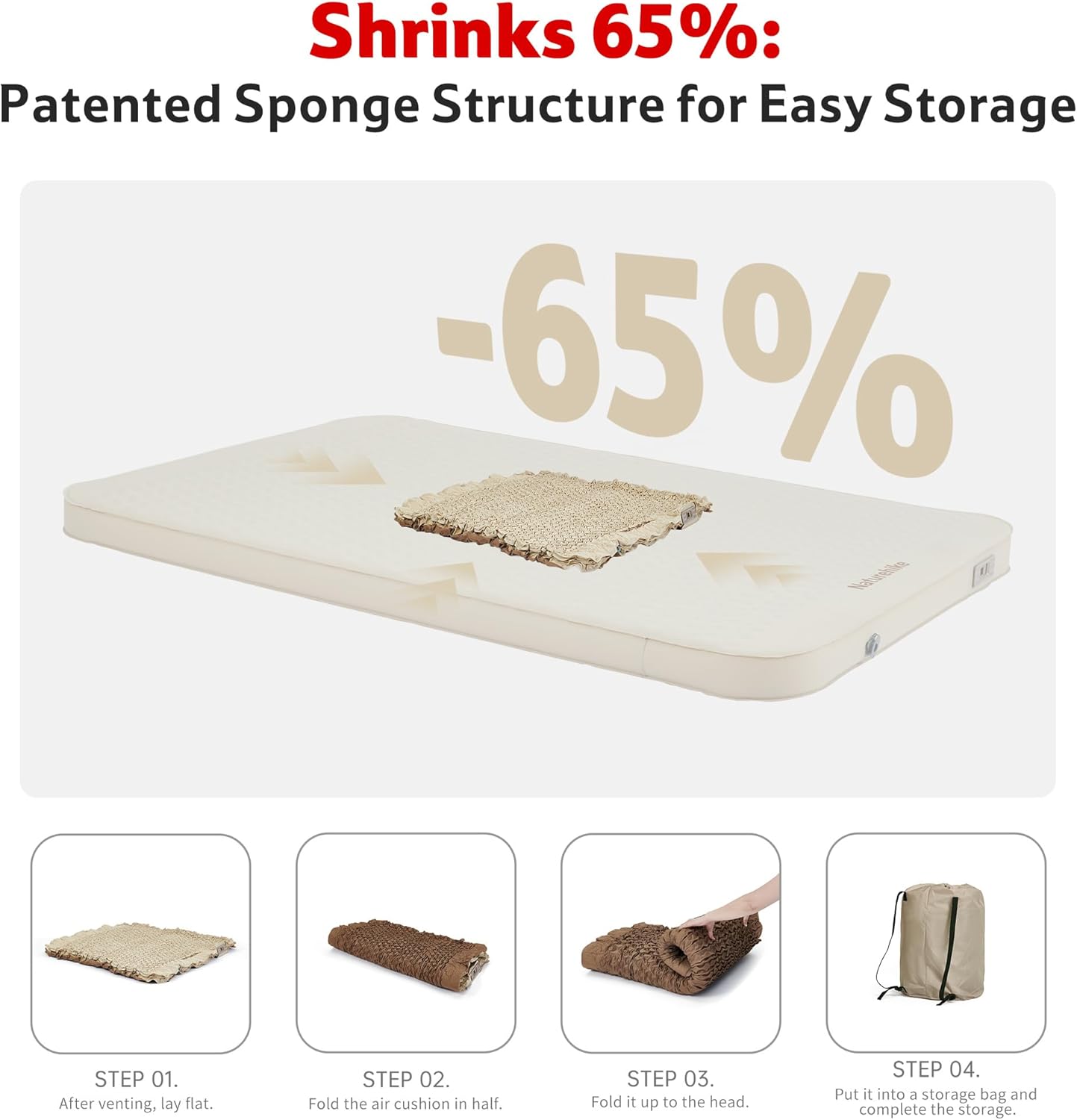 Naturehike 3.94’’ Thick Self Inflating Sleeping Pad with Built in Pump, Double Foam & Air Camping Mattress, Full XL Camping Sleeping Pad for Tent, Car, Cot, Truck, 661 lbs Support