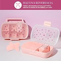 Vista 3 de Paris Hilton Paquete de 2 cajas de aperitivos estilo bento, contenedores de almuerzo de 7 compartimentos con soporte para teléfono integrado