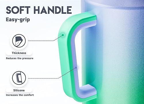 Miniatura 4 de Meoky Vaso de 32 onzas con asa, de acero inoxidable, aislado al vacío, mantiene el frío durante 30 horas, 100% a prueba de fugas, sin BPA (Fairyland)