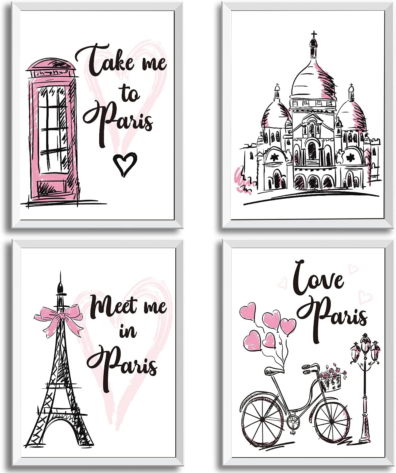 Paris Eiffel Tower Wall Decor for Girls Bedroom Black and