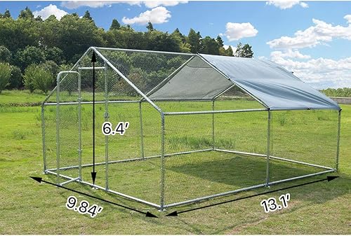 Miniatura 4 de Jaula de metal grande para gallinero de corral, corralito para gallinero, conejera para corral, cubierta resistente a los rayos UV y al agua, para