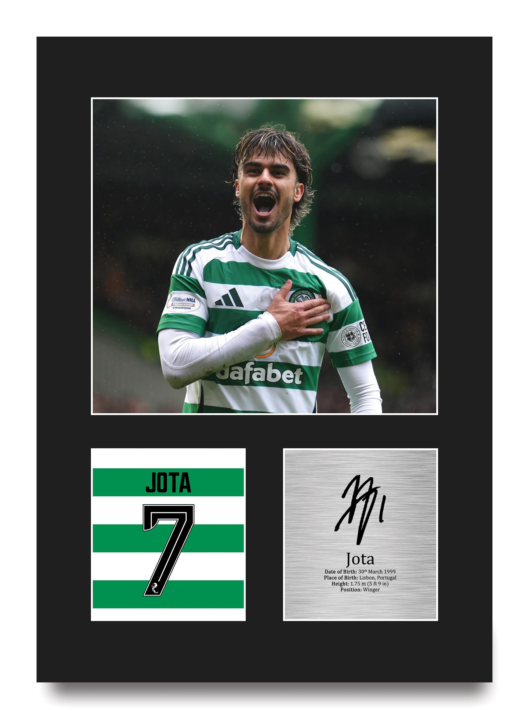 HWC Trading Jota Celtic Gifts Printed Signed Autograph Picture for Football Fans and Supporters - A4 Portrait