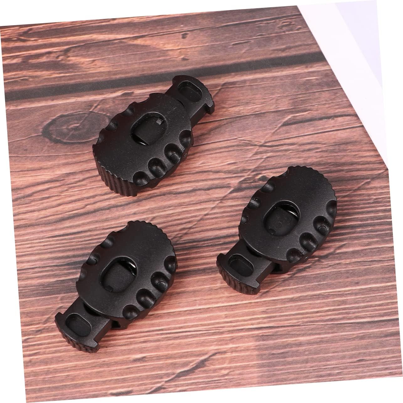 Djusting Toggle Spring Buckle Rope 50 Pcs Plastic Cord Locks Double Hole Spring Fastener for Camping Hiking Lanyard