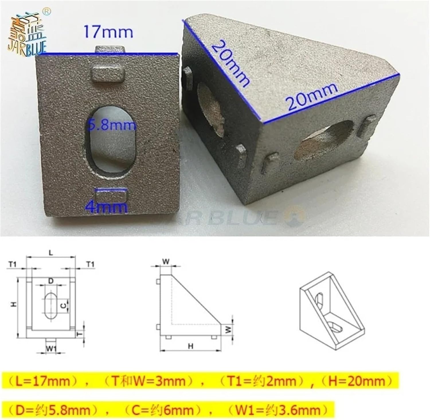 10/20/25個 アルミ 2020 コーナーブラケット継手 - 20x20x17mm アングルコネクタ CNCルーターおよびアルミ
