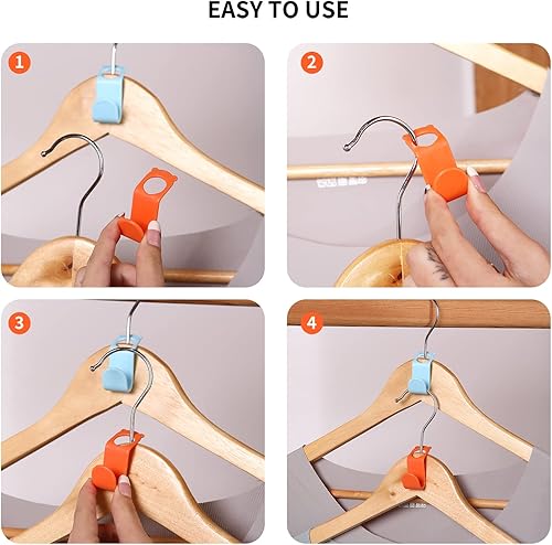 Miniatura 7 de SLMT Ganchos de conector para colgar ropa, 100 piezas en forma de tigre para ahorrar espacio, ganchos extensores para perchas de plástico, perchas