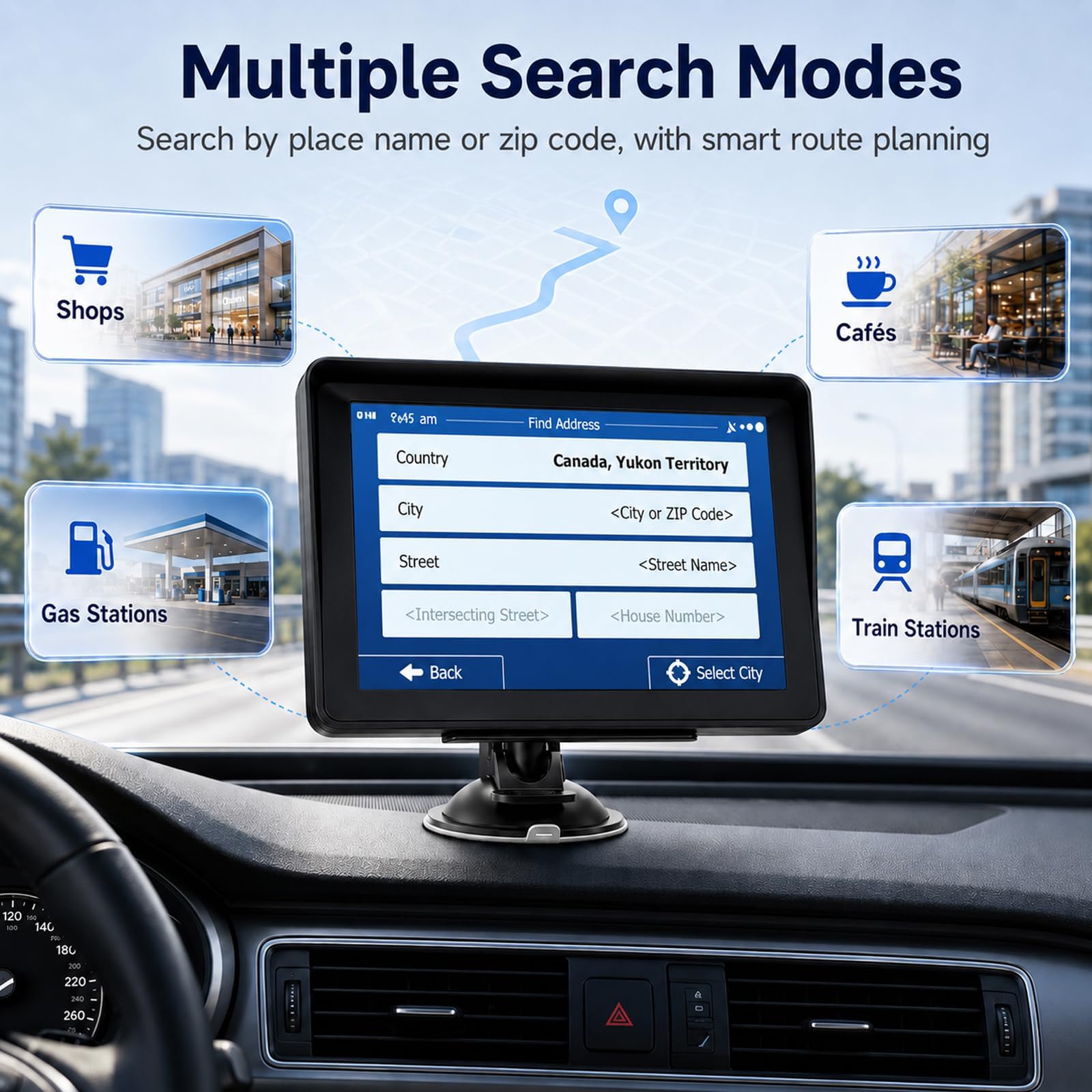 7" Navigationsgerät für Auto & LKW, Radarwarner, Kartenupdate | LKW-Routen zur Brückenvermeidung; 12 GPS-Kanäle für starkes Signal; Radarwarner; 7" HD-Display; Inklusive Anleitung