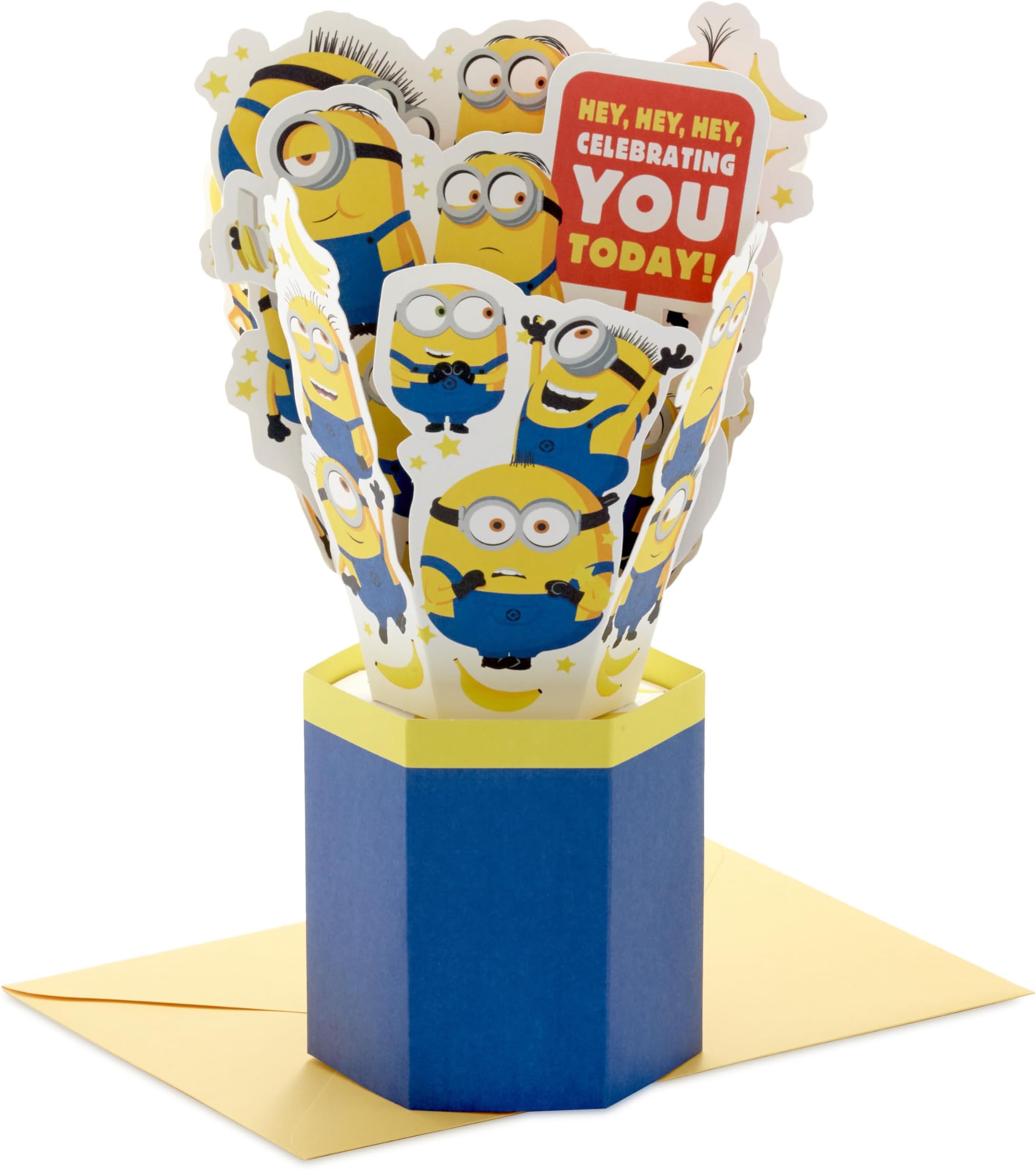 Hallmark Paper Wonder Minions Pop Up Card (Celebrating You Today!) | Paper Wonder, Features Cute Minions Characters, Pop-up 3D Construction, Coordinating Envelope, 5.8 X 8.3 in