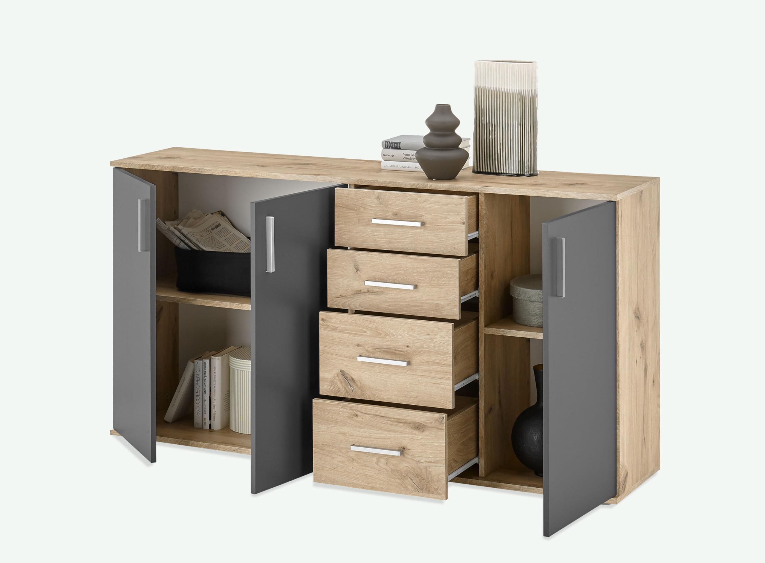 AVANTI TRENDSTORE Bea - Cassettiera/comó in Legno Laminato nella misura 160x84x35 cm, disponibile in diversi colori. Perfetto per soggiorni, ingressi o camere da letto