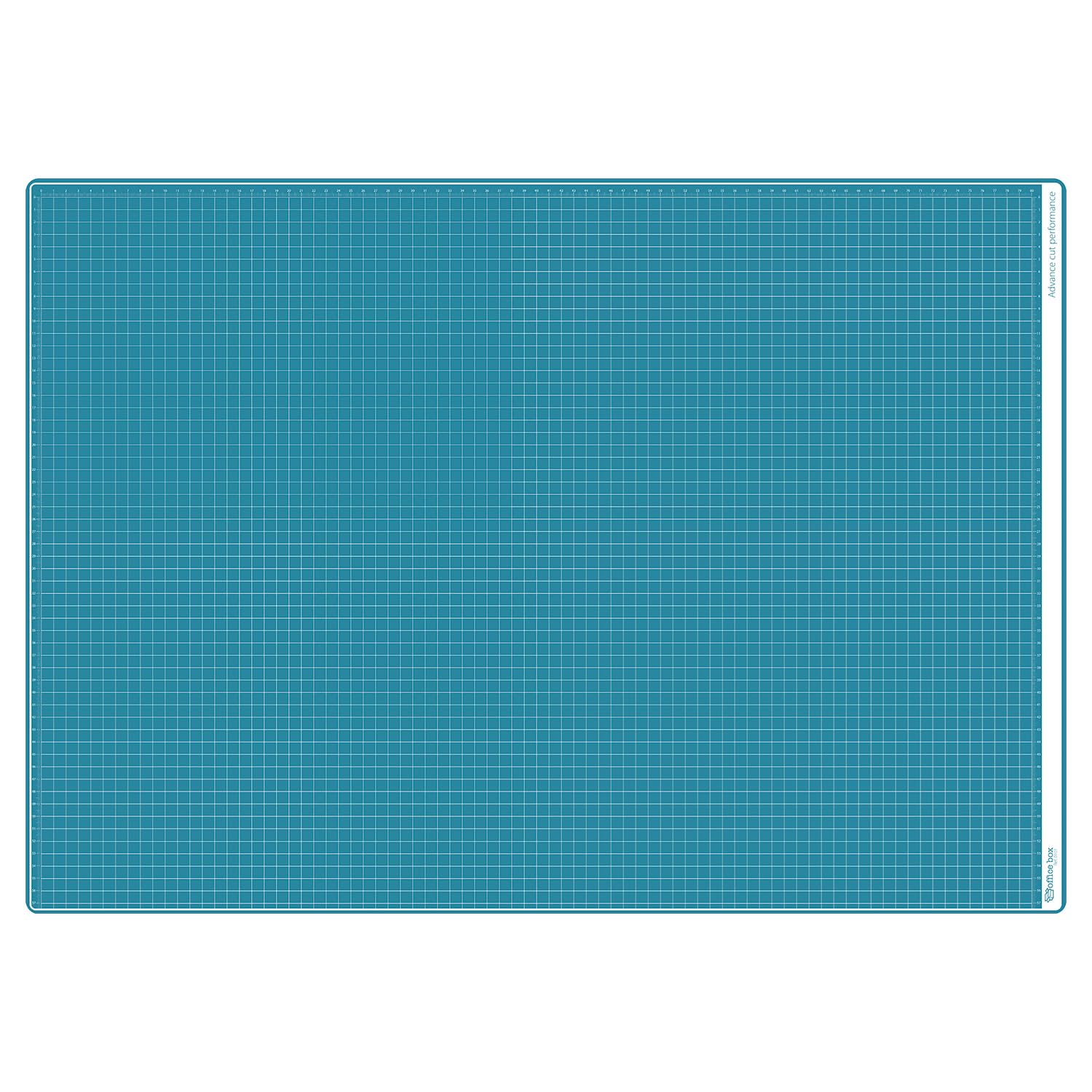 Planche de découpe auto-cicatrisante de grande résistance, quadrillage et règles imprimées, d'une épaisseur de 3 mm, idéale comme protecteur ou base de découpe par Office Box (turquoise, A1)