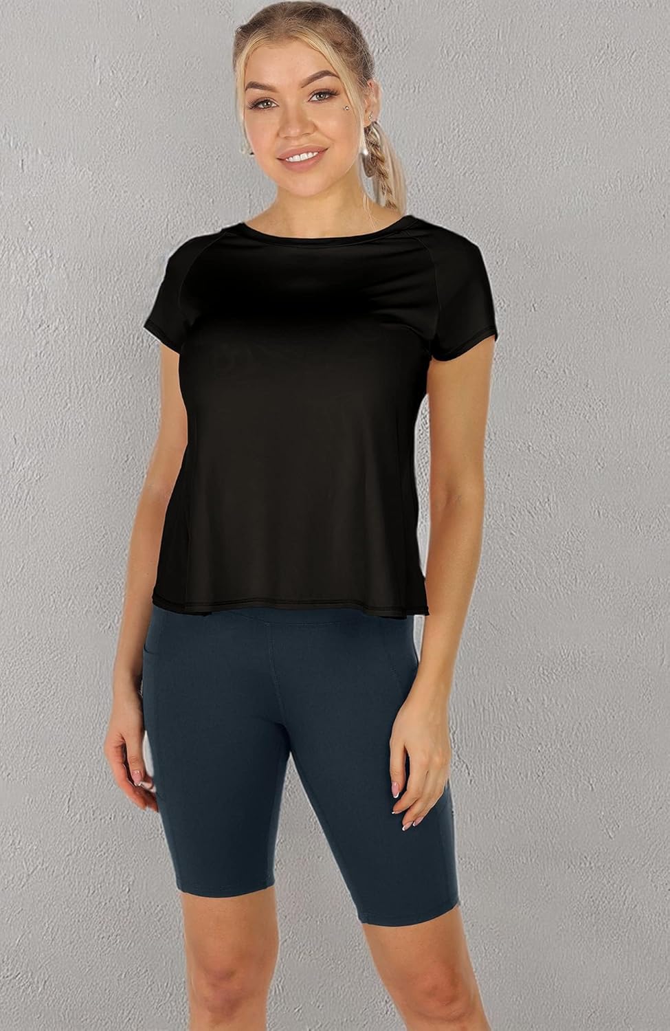 icyzone Women's Workout T-Shirt - Gym Running Yoga Tops Athletic Shirts Raglan Short Sleeves - Image 5