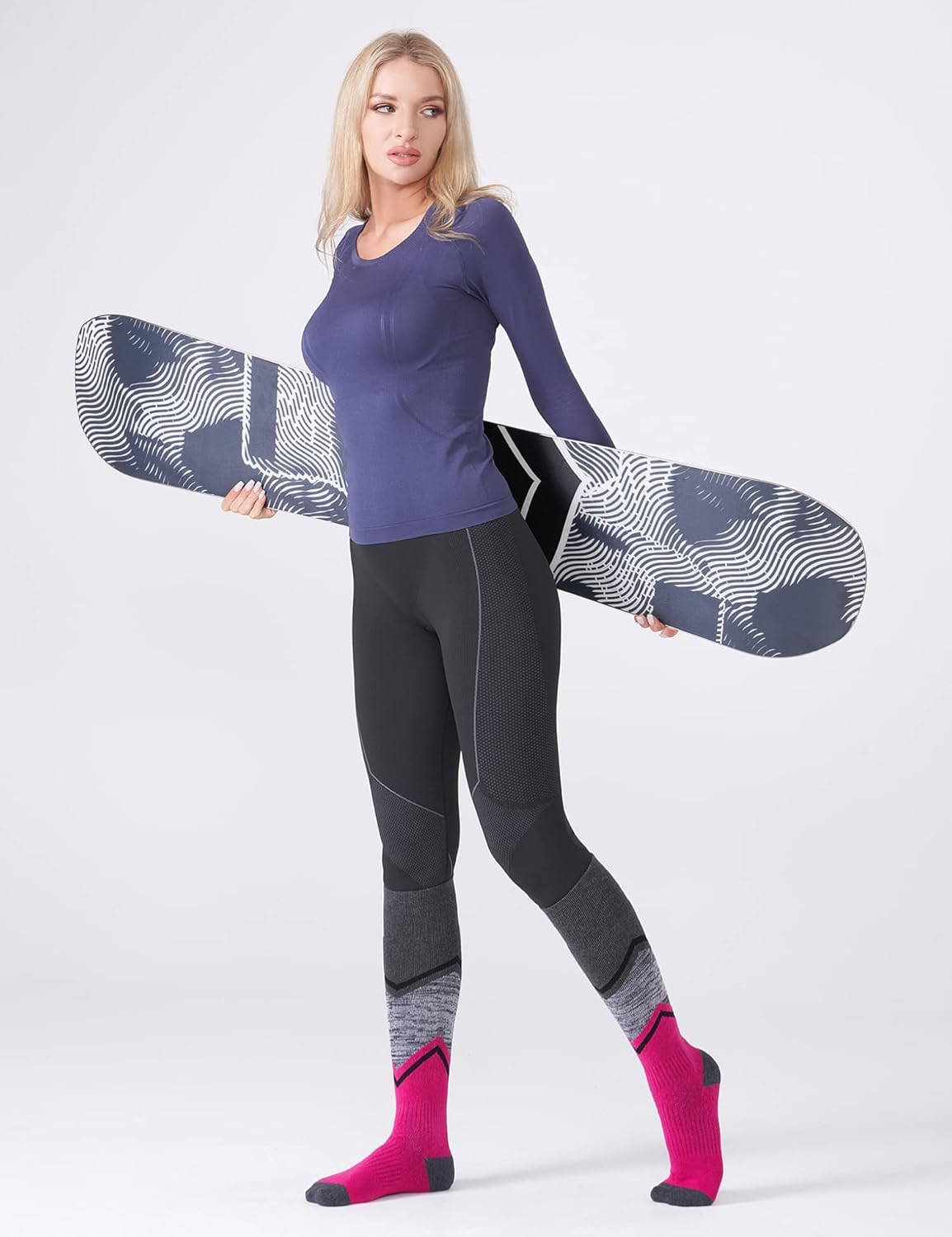 FITRELL 2/3 Pack Merino Wool Ski Socks for Snowboarding, Full Cushioned Winter Thermal Knee-high Warm Socks for Men and Women - Image 5