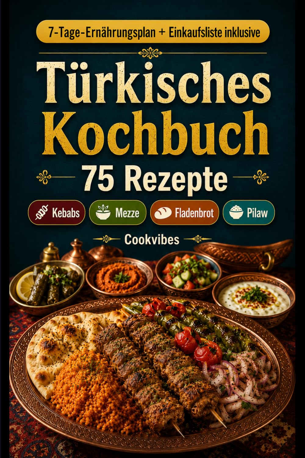 Türkisches Kochbuch: 75 traditionelle türkische Rezepte einfach gemacht für Anfänger, mit Kebabs, Mezze, Fladenbroten, Suppen, Pilaws, Desserts und Hausmannskost
