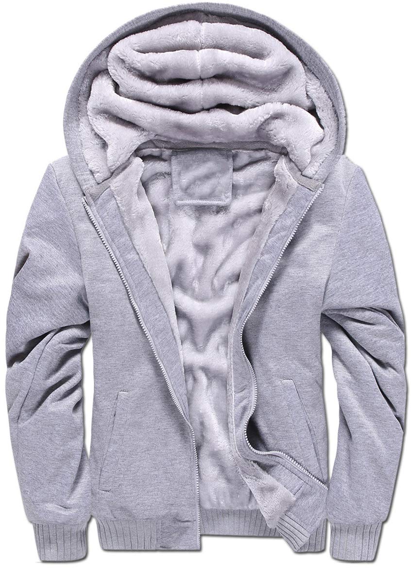 VSUSN Uomo Felpa con Cappuccio Manica Lunga Felpe con Cappuccio Vello Foderato Hoodies con Cerniera Cappotto Giacca Inverno Caldo