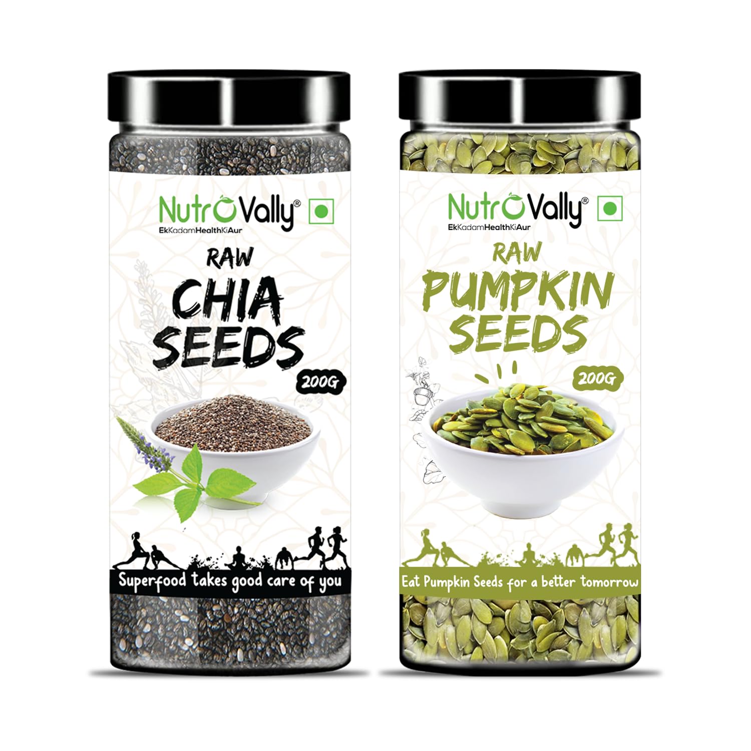 NutroVally - CHIA & Pumpkin Seeds for Weight loss 400gm | Chia 200gm+ Pumpkin Seeds 200 gm High In Omega 3, Fiber, & Antioxidant Rich Raw Seeds for Overall Health | (Chia + Pumpkin) (B0CS3PHBDB) Amazon Price History, Amazon Price Tracker