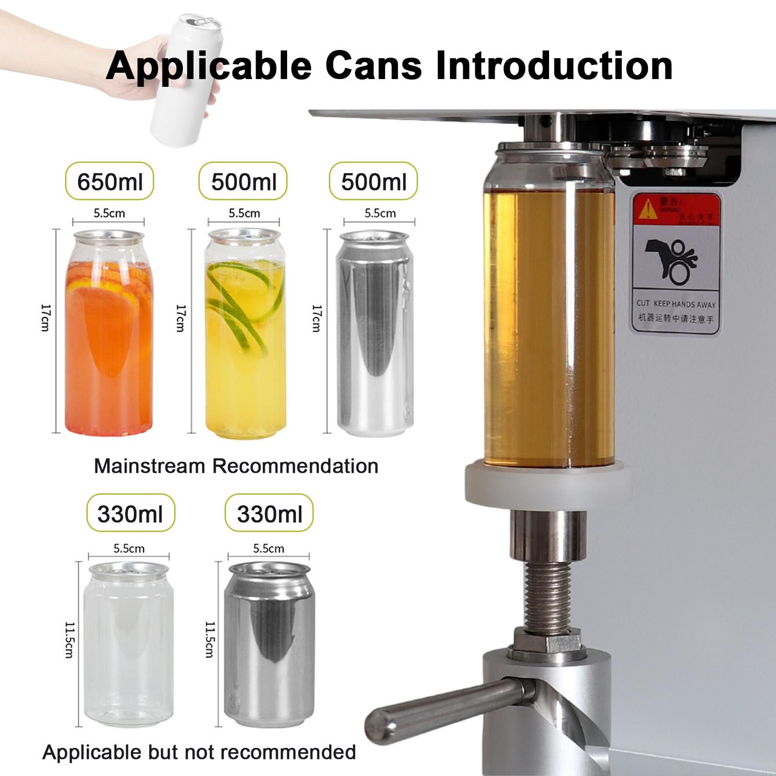 Sellador automático de latas, máquina de sellado comercial de latas de refrescos y cerveza con pantalla LED y altura ajustable para cafeterías, bares y tiendas de bebidas