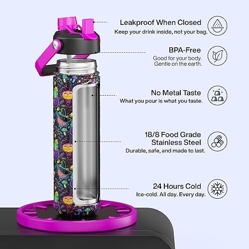 Miniatura 174 de ENCOOL Botella de agua aislada con popote, de acero inoxidable, a prueba de fugas, sin BPA, al vacío de doble pared que se mantiene fría durante 24