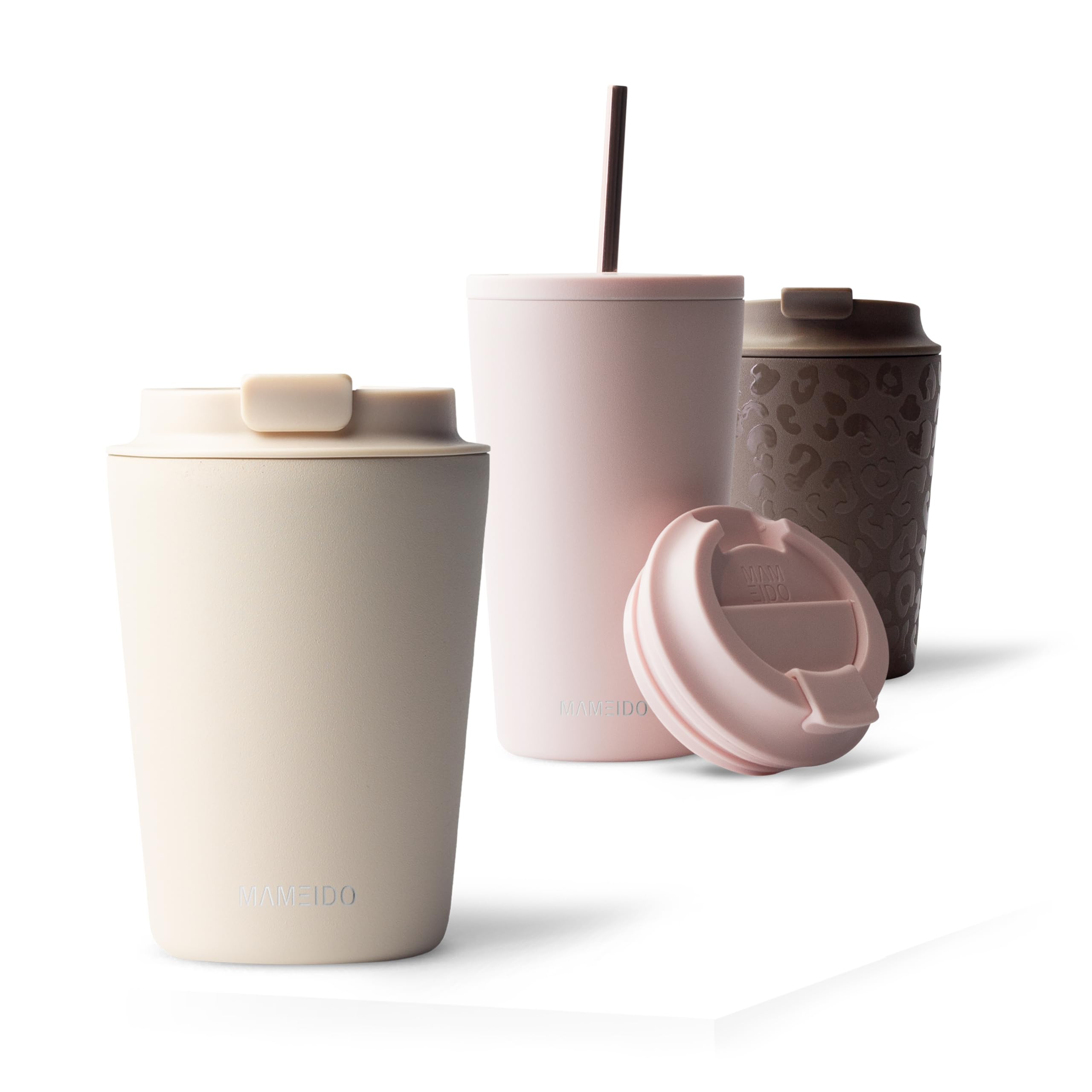 MAMEIDO Thermobecher 350 ml – Edelstahl, doppelwandig isoliert, auslaufsicher, Ivory Beige