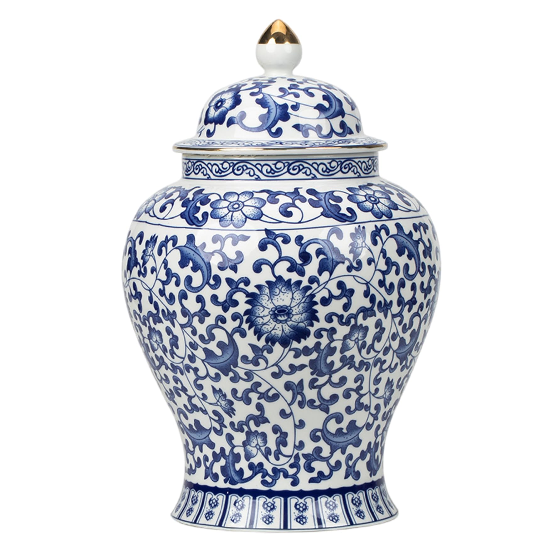 Frascos de jengibre para decoración del hogar, frascos de jengibre azul y blanco decorativos de cerámica con tapa, decoración de jarrones de porcelana para mesa, sala de estar, estantería#