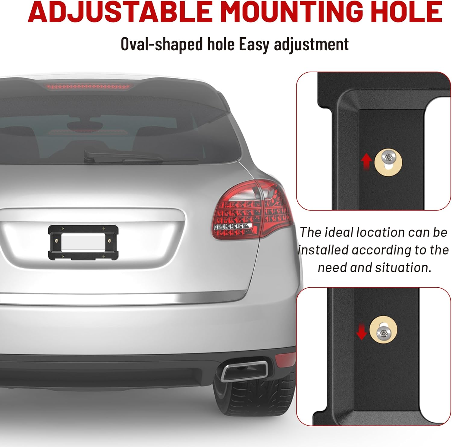 RED WOLF License Plate Holder w/American USA Flag License Plate Frame for Stainless Steel Holder for 2005-2022 BMW 1/2/ 3/5 / 6/ X Series, 328i, 2002-2019 Mini Cooper 51187160607 Tag Frame