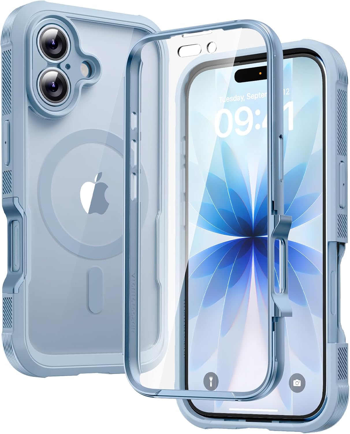 Diaclara Magnetic Designed for iPhone 17 Case 6.3 Inch Full Body Bumper,[Compatible with MagSafe] Military Drop Proof Cover with Built-in Touch Sensitive Anti-Scratch Screen Protector Blue iPhone 17 6.3'' Magnetic Blue