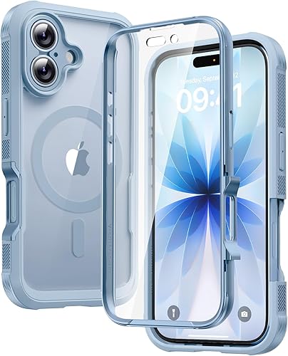 Miniatura 164 de Diaclara Funda magnética diseñada para iPhone Air, protector de pantalla de cuerpo completo, compatible con MagSafe, funda militar a prueba de Azul