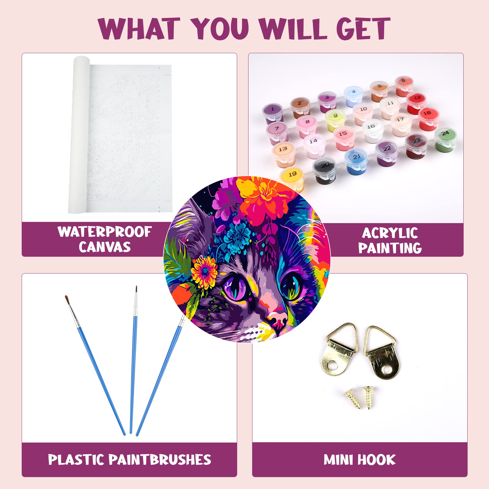 Amazon.co.jp: MOGTAA 猫 数字でペイント 大人用 カラフルな猫の数字で