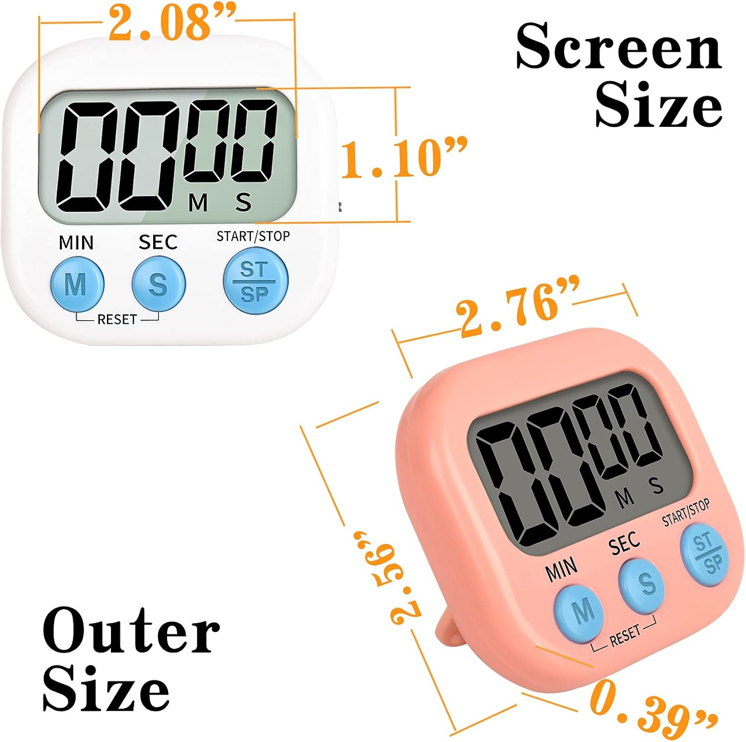 Diagram showing the dimensions of the Mitlker Digital Kitchen Timer JS118