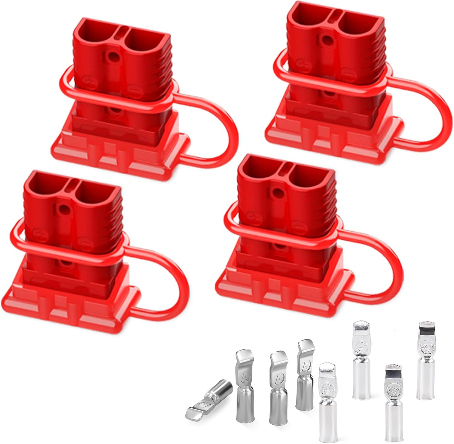 Anderson Connector 175A 2-4 Gauge Battery Quick Connect/Disconnect Plug Kit 12V-36V for Car ATV Winch Trailer Motor, 4 Pack Red