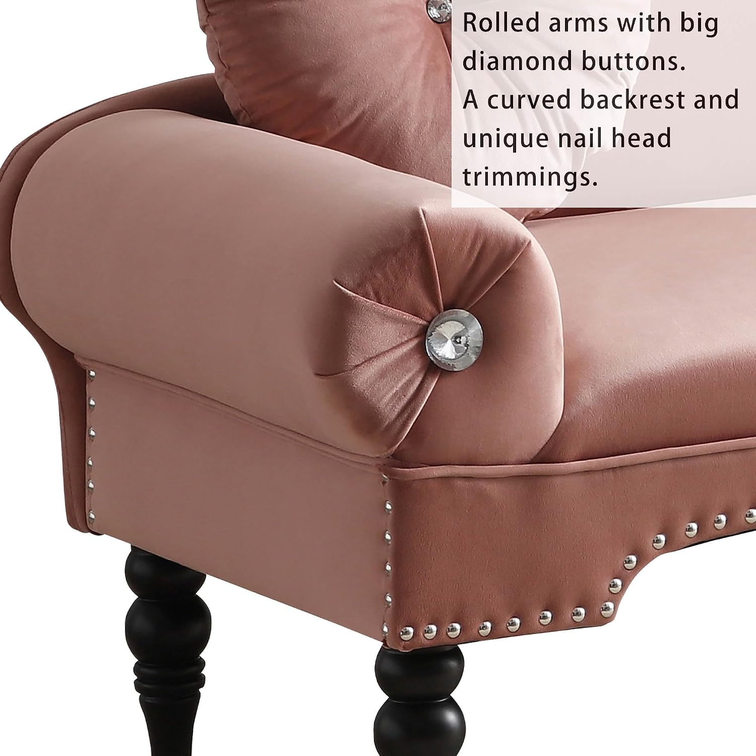 Modern Upholstered Small Sofa Couch,54” W Velvet Loveseat Sofa with Wood Legs,2 Seater Leisure Sofa with 2 Pillows,Mid Century Love Seat for Living Room,Bedroom,Small Spaces (Rose)