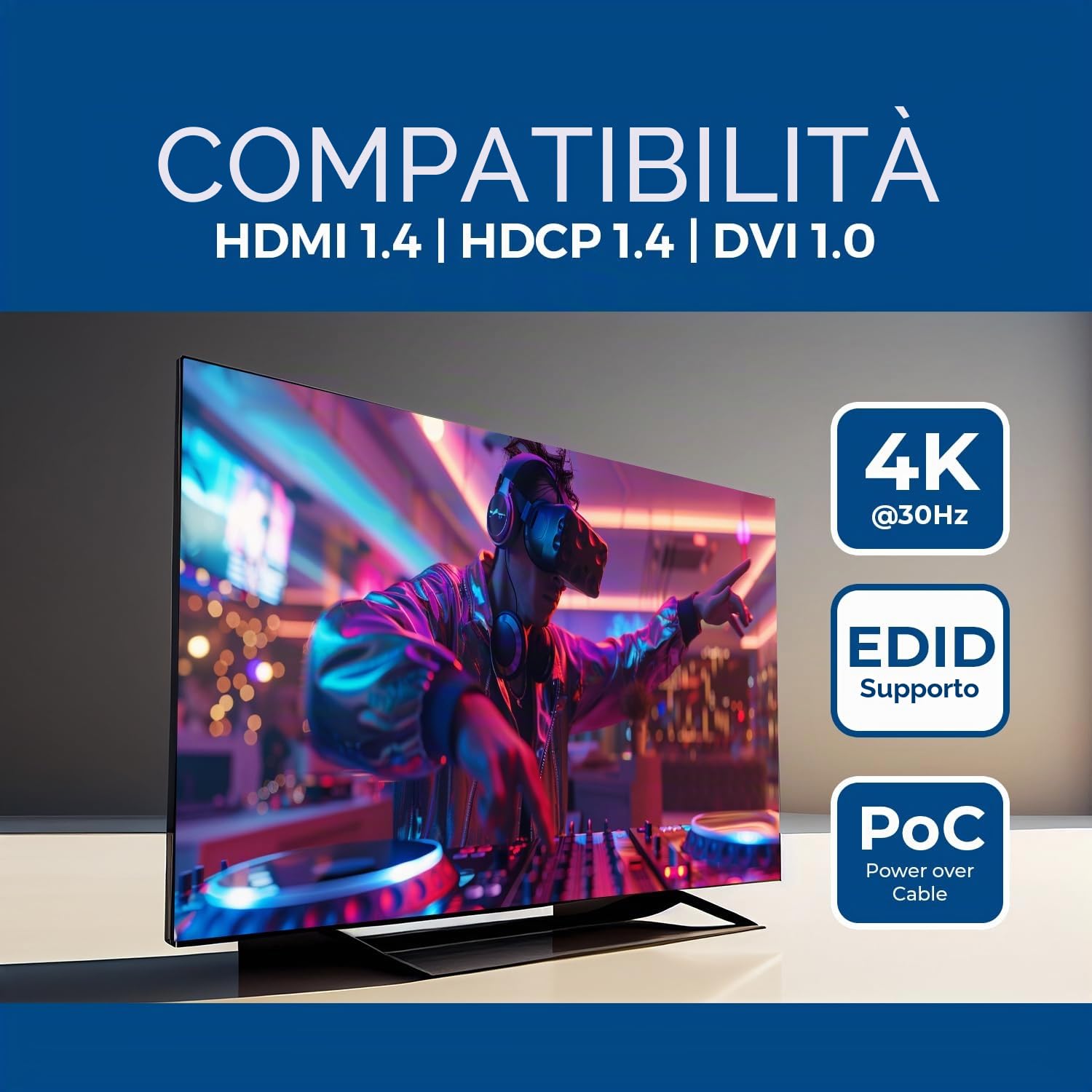 Orei - Extender HDMI su CAT5/CAT6 con IR fino a 40 m, loop out, distribuzione del segnale Full HD 1080p (EX-170C)