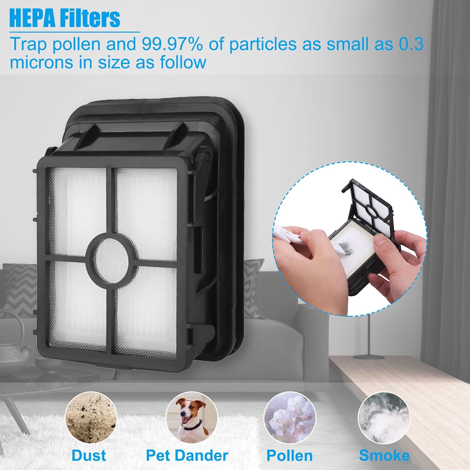 Dhoua 8 Pack Replacement Parts for Bissell CrossWave 1785 2306 2551 Series Vacuum Cleaner, 4 Pack 1868 Multi-Surface Brush Rolls + 4 Pack 1866 Vacuum Filters,Compare to Part 1608683, 160-8683, 1608684