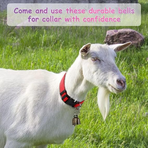 Ziegenhalsbänder mit Glöckchen, Kuh, Pferd, Schaf, Weideglocken aus Kupfer und verstellbarem Nylon-Halsband, für Haustiere, Anti-Lost, laute Bronze-Glocke, Zubehör, 5 Stück | Adjustable Nylon Collar & Sheep Grazing Copper Bells for Small Farm Animal Sheep Calf Cow Accessories(13.7-20.5)