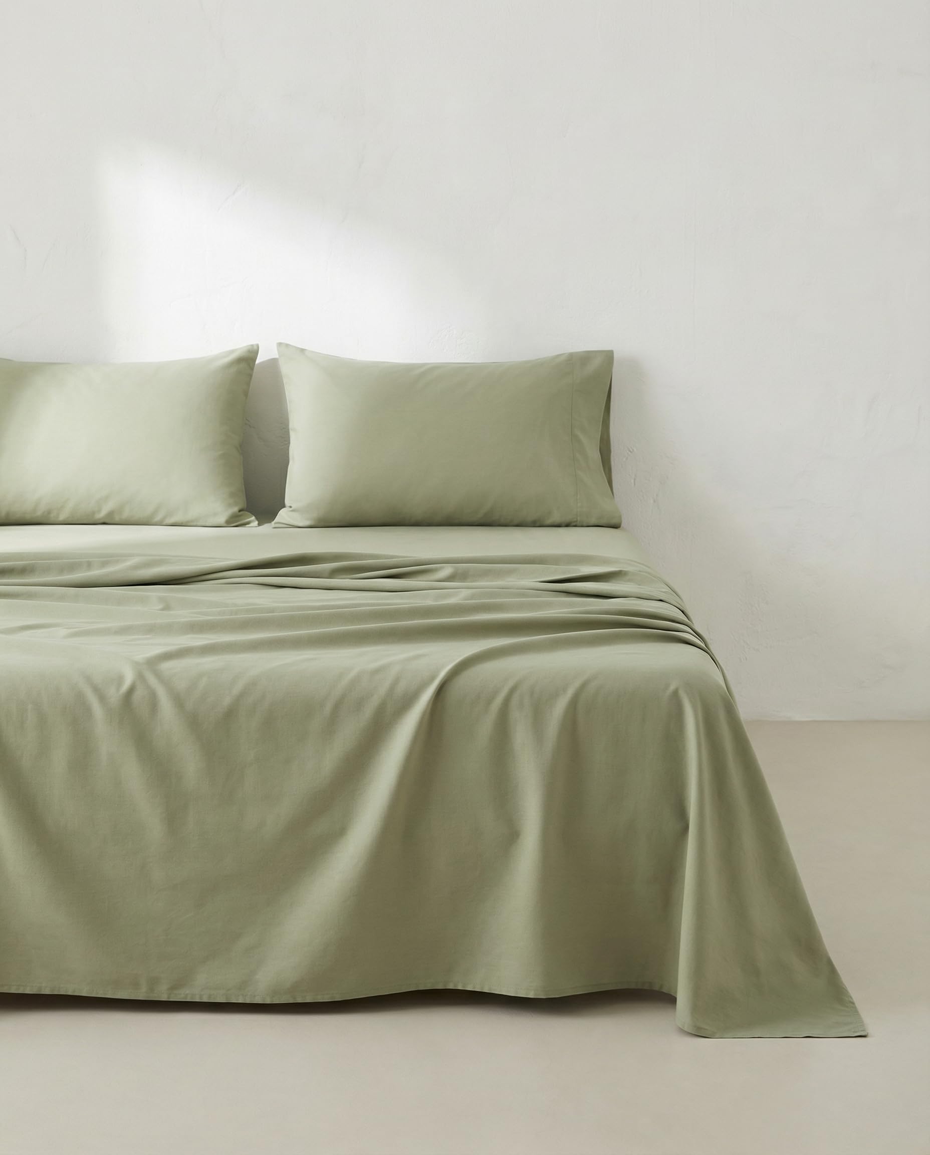 Parure de lit douce 100% coton vert 4 pièces comprenant housse et taies 150x200cm