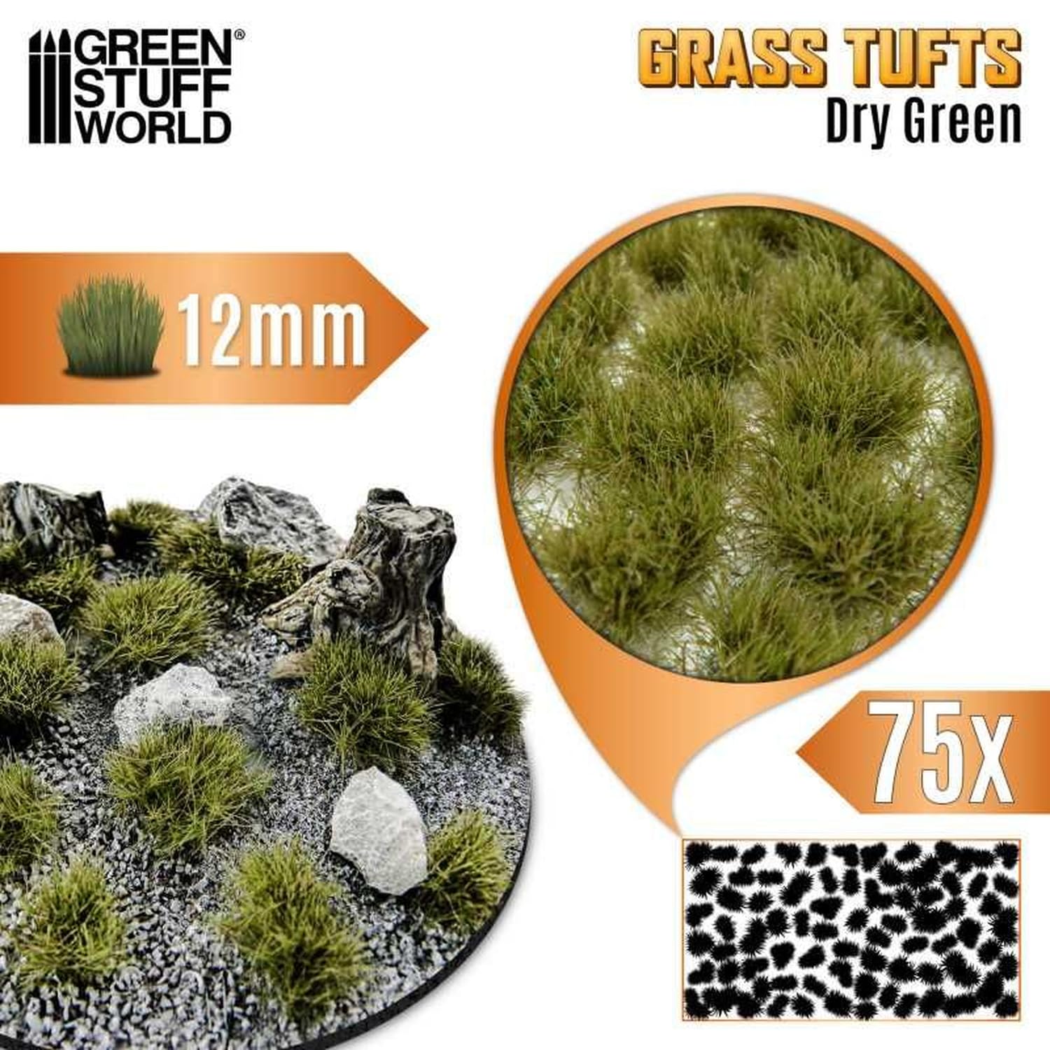 Grass Tufts - Dry Green (12mm)