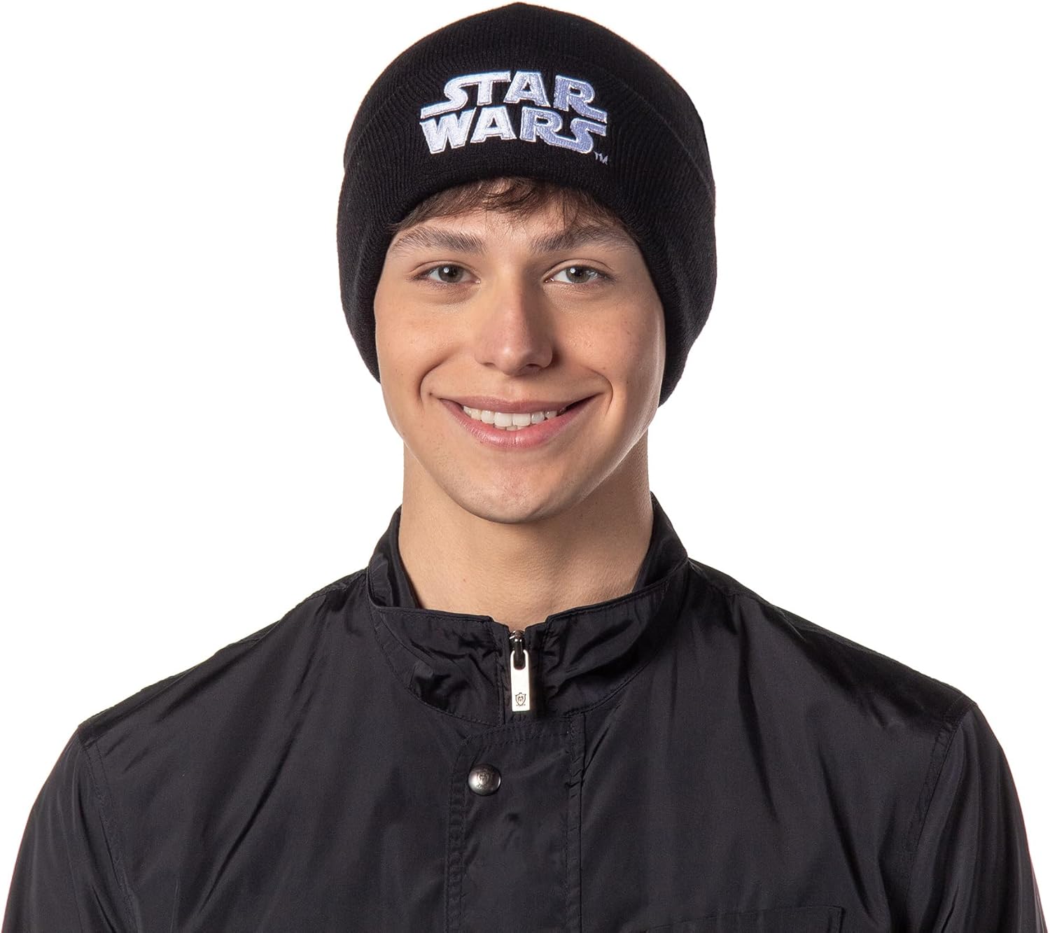Star Wars Beanie Hat Embroidered Logo Cuff Knit Beanie Cap Black - Image 2