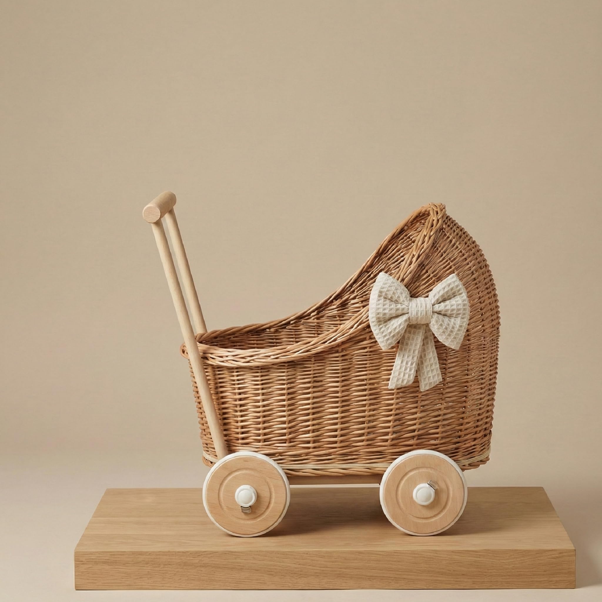 WIKLIBOX Wiklinowy Wózek Dekoracyjny Retro – Ręcznie Pleciona Ozdoba Boho – Idealny Prezent na Roczek i Pierwsze Urodziny – Naturalny Rekwizyt do Sesji i Dekoracja Pokoju – Handmade w Polsce