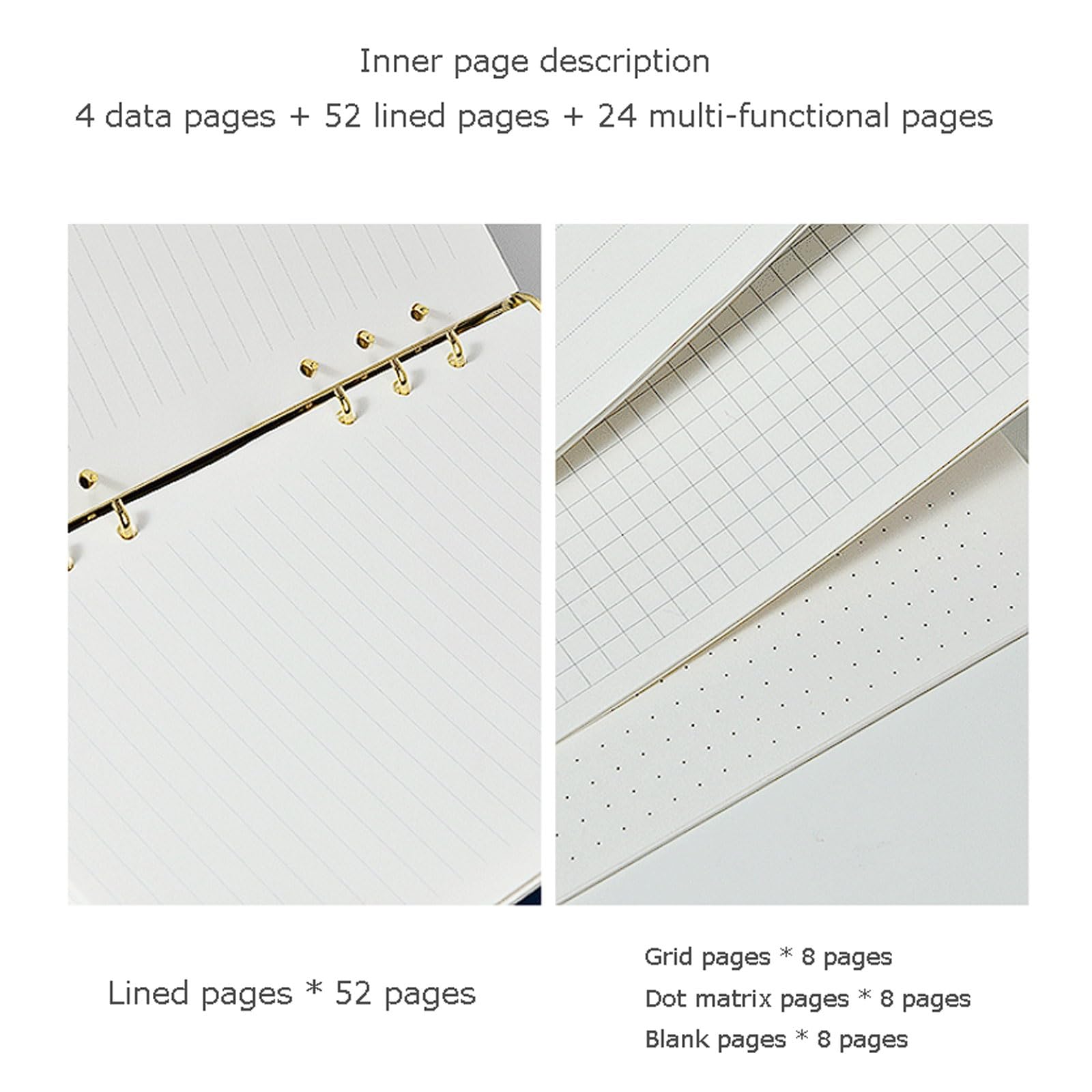 esmen A5 A6 Notizbuch-Set aus weichem Leder mit losen Blättern, Metallschnallenverschluss Stifthalter und Taschen, mehrseitiges Layout(Geel,A5)