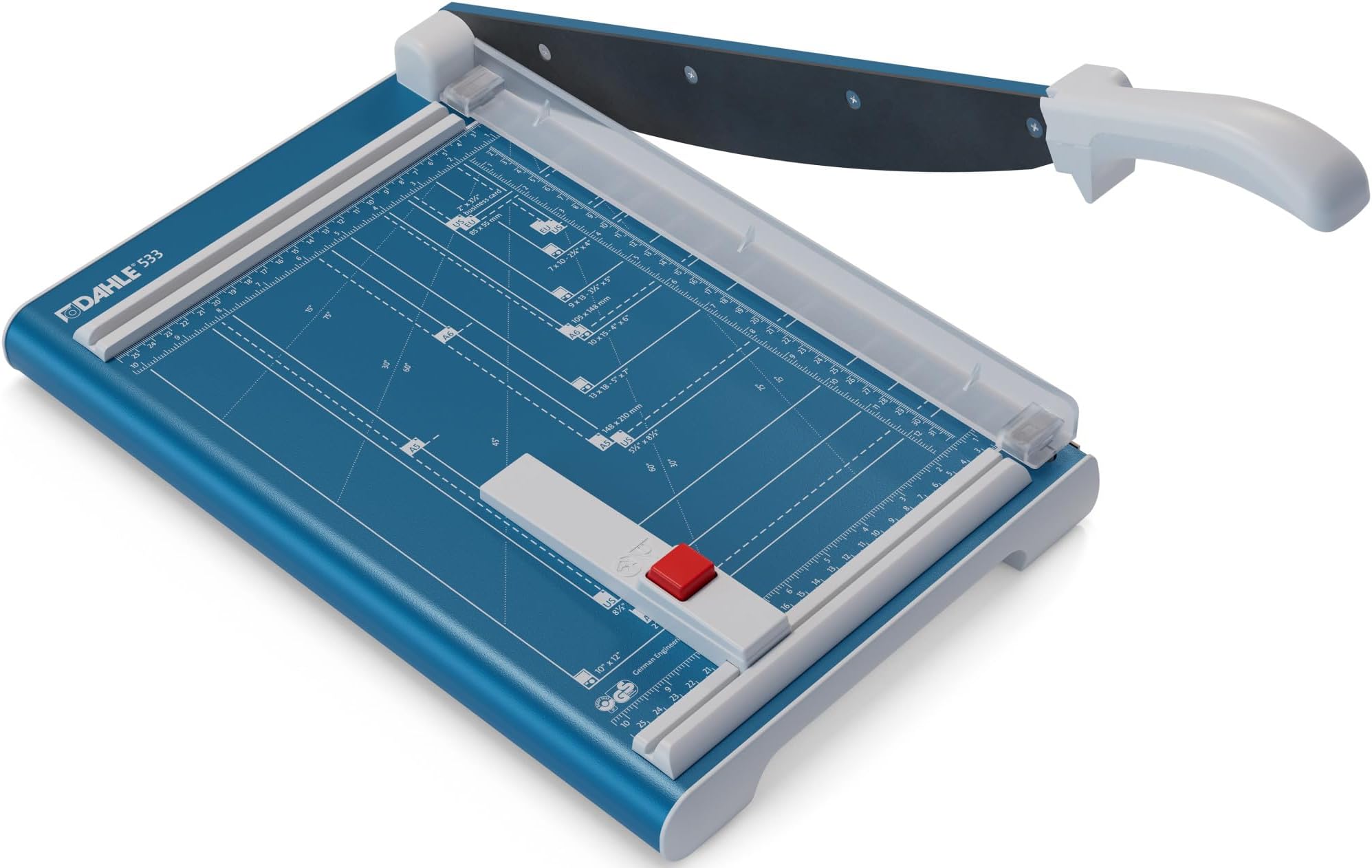 533 Professional Guillotine Trimmer, 13" Cut Length, 15 Sheet Capacity, Self-Sharpening, Manual Clamp, German Engineered Paper Cutter