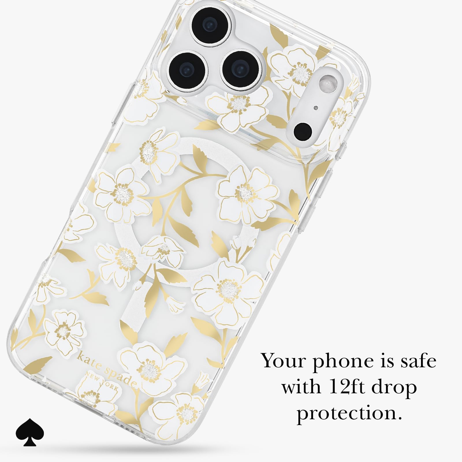 Kate Spade New York Funda para iPhone 17 Pro MAX, Compatible con MagSafe, Funda de teléfono de diseño, Gemas Florales de Sol | Compatible con MagSafe - Funda ligera de diseño para iPhone 17 Pro Max con revestimiento antiarañazos y diseño floral de sol