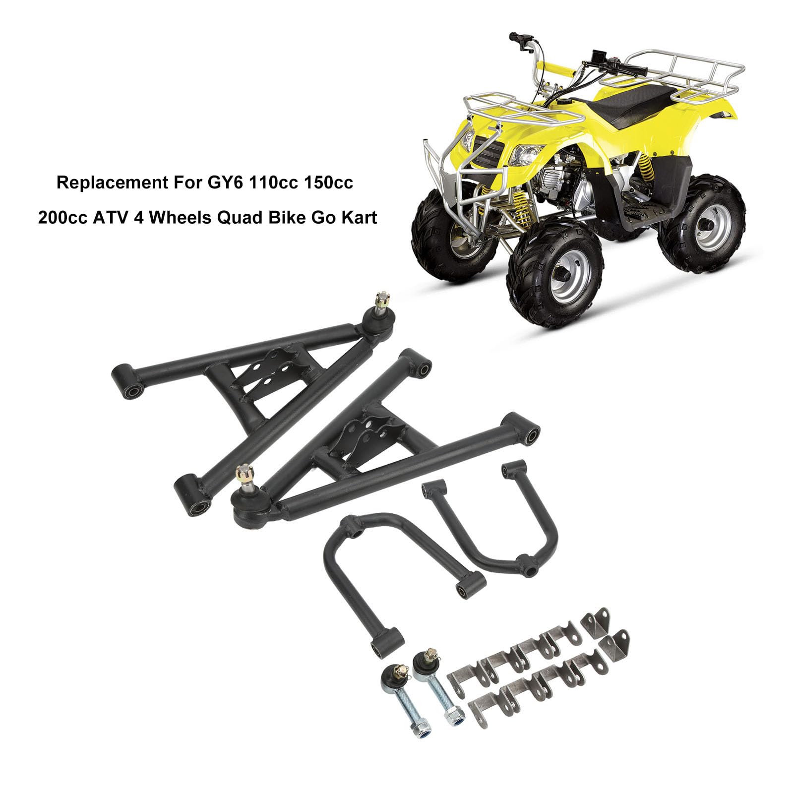 AUNMAS Zestaw Wahaczy Przedniego Zawieszenia ze Stopu Stali Górny Dolny zespół Wahacza 350mm 16 Sztuk dla GY6 Quad Atv Gokart Naprawa Przodu
